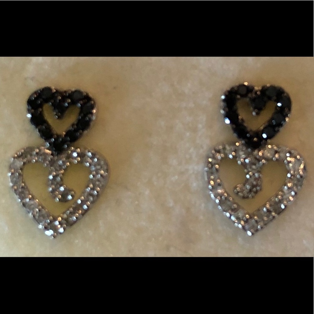 Black Diamond Heart Earrings